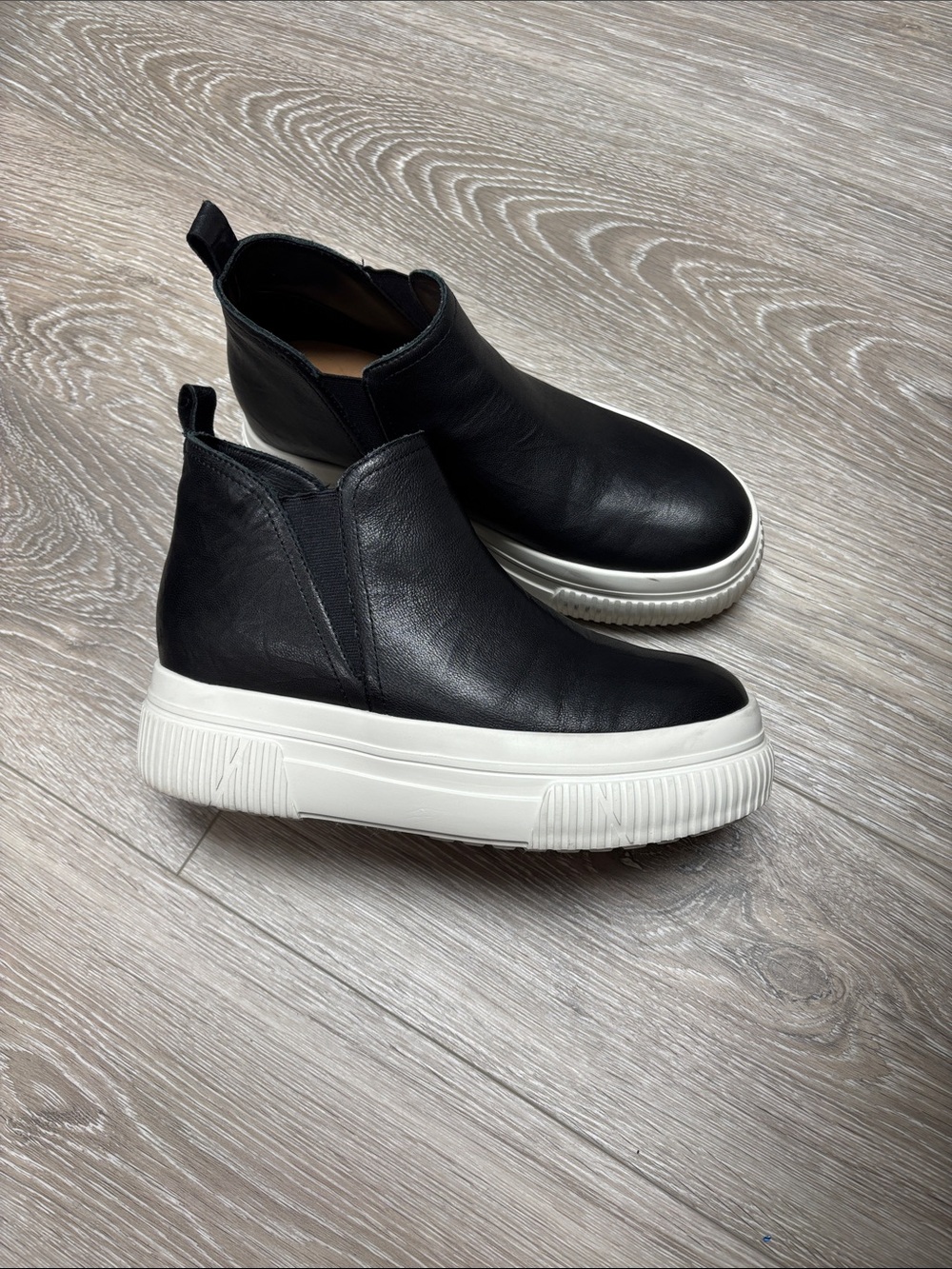 J Slides leather Upper Black Platform Slip-On Sneakers - Women